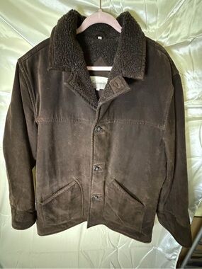 Vintage Fieldmaster Brown Genuine Leather Sherpa Lined Barn Jacket Mens L